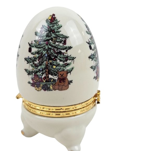 Formalities Baum Bros Egg Hinged Procelain Christmas Tree White Gold Trim - Picture 6 of 8